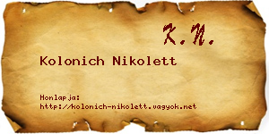 Kolonich Nikolett névjegykártya